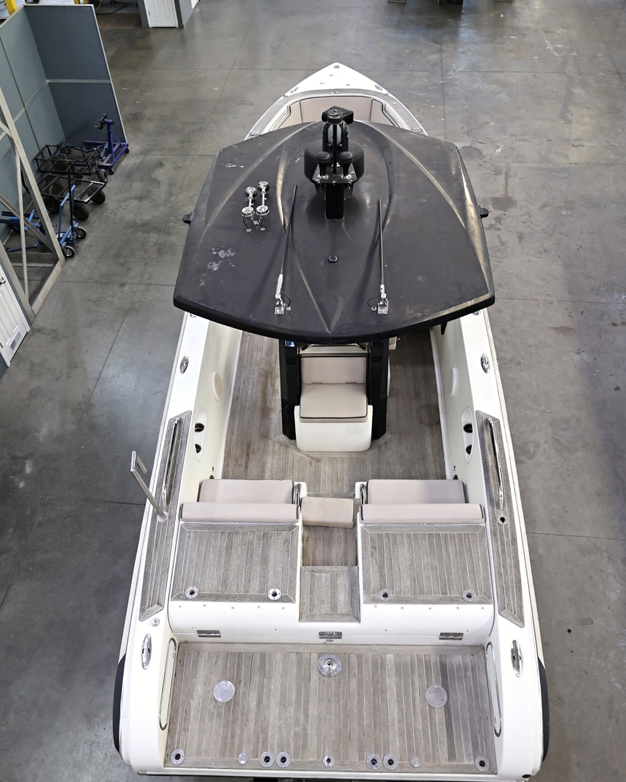 Full overhead view of Le Ti showing the complete walk-through deck layout